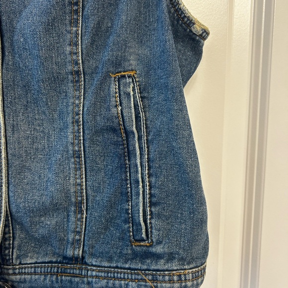 Free People Laceup Button Down Blue Jean Denim Vest, Women’s Large - Picture 7 of 11